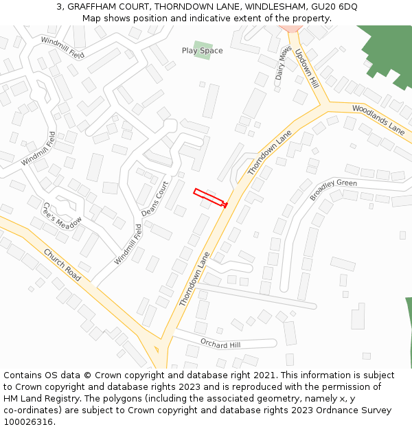 3, GRAFFHAM COURT, THORNDOWN LANE, WINDLESHAM, GU20 6DQ: Location map and indicative extent of plot