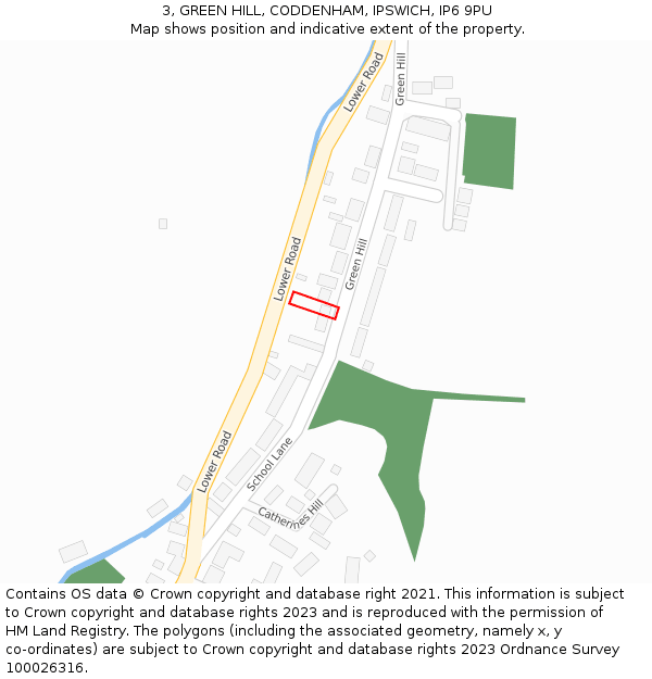 3, GREEN HILL, CODDENHAM, IPSWICH, IP6 9PU: Location map and indicative extent of plot