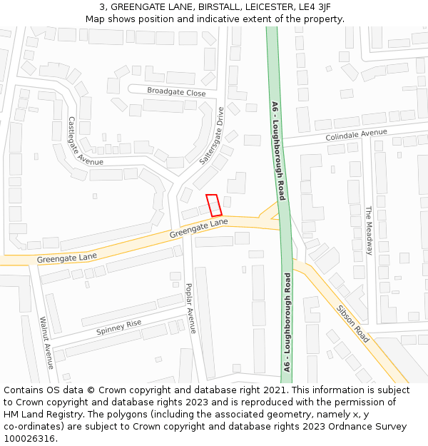 3, GREENGATE LANE, BIRSTALL, LEICESTER, LE4 3JF: Location map and indicative extent of plot