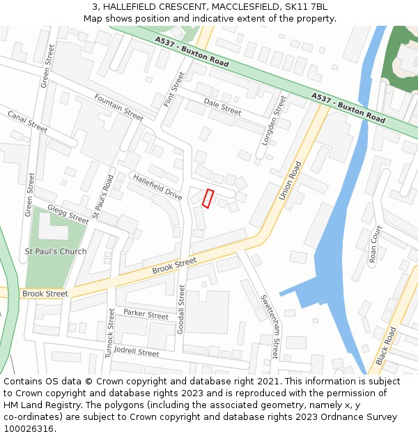 3, HALLEFIELD CRESCENT, MACCLESFIELD, SK11 7BL: Location map and indicative extent of plot