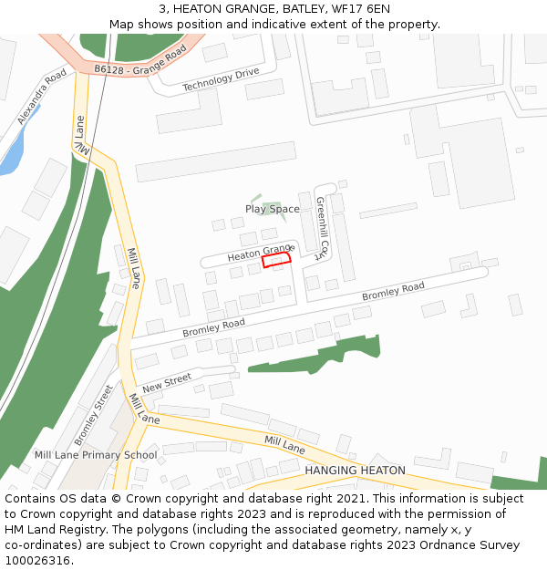 3, HEATON GRANGE, BATLEY, WF17 6EN: Location map and indicative extent of plot