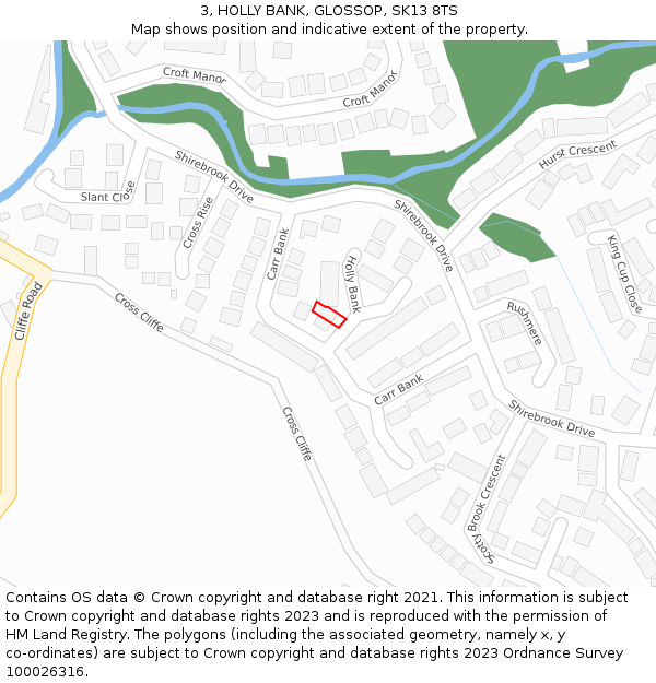 3, HOLLY BANK, GLOSSOP, SK13 8TS: Location map and indicative extent of plot