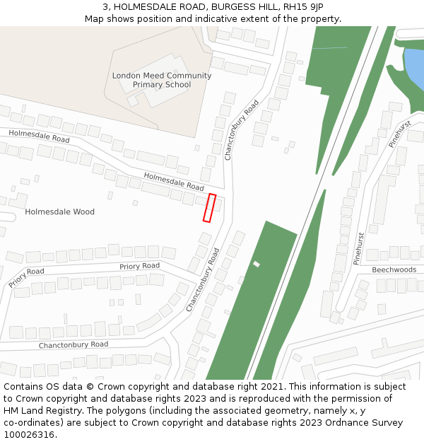 3, HOLMESDALE ROAD, BURGESS HILL, RH15 9JP: Location map and indicative extent of plot