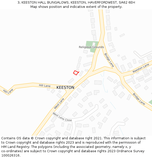 3, KEESTON HALL BUNGALOWS, KEESTON, HAVERFORDWEST, SA62 6EH: Location map and indicative extent of plot