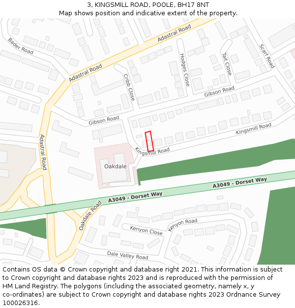 3, KINGSMILL ROAD, POOLE, BH17 8NT: Location map and indicative extent of plot