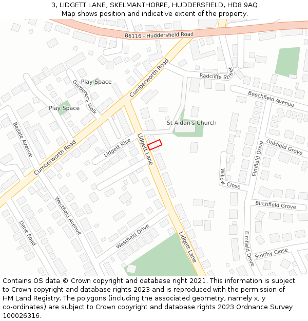 3, LIDGETT LANE, SKELMANTHORPE, HUDDERSFIELD, HD8 9AQ: Location map and indicative extent of plot