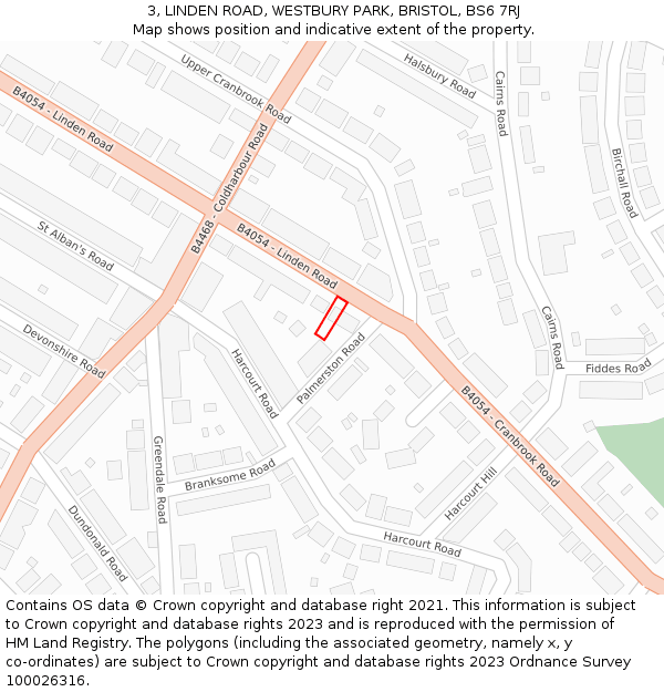 3, LINDEN ROAD, WESTBURY PARK, BRISTOL, BS6 7RJ: Location map and indicative extent of plot