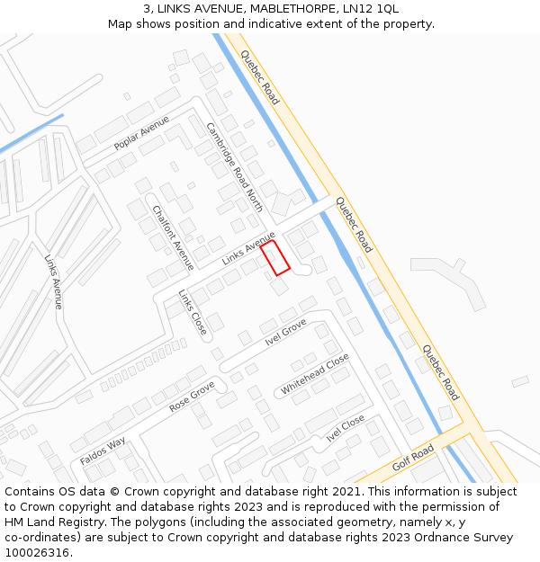 3, LINKS AVENUE, MABLETHORPE, LN12 1QL: Location map and indicative extent of plot