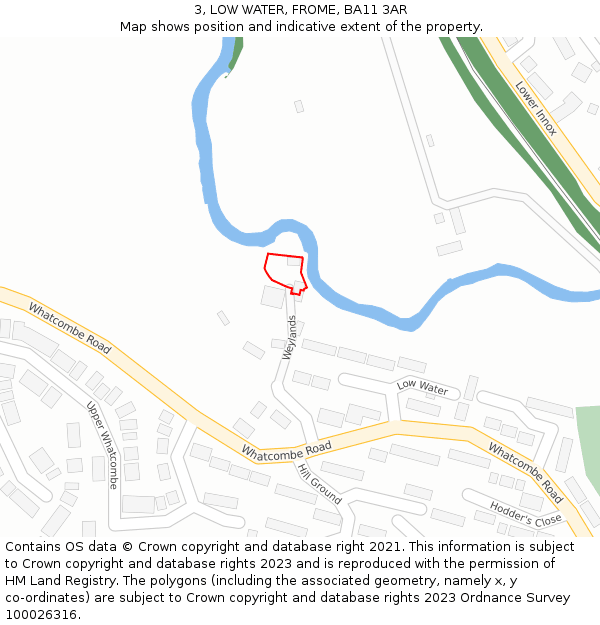 3, LOW WATER, FROME, BA11 3AR: Location map and indicative extent of plot