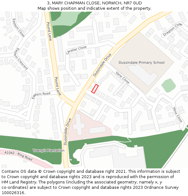 3, MARY CHAPMAN CLOSE, NORWICH, NR7 0UD: Location map and indicative extent of plot