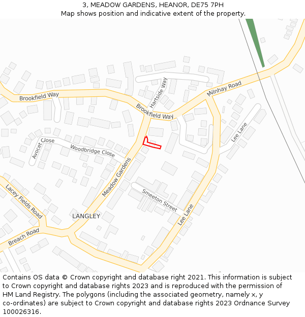 3, MEADOW GARDENS, HEANOR, DE75 7PH: Location map and indicative extent of plot