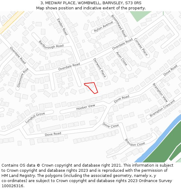 3, MEDWAY PLACE, WOMBWELL, BARNSLEY, S73 0RS: Location map and indicative extent of plot