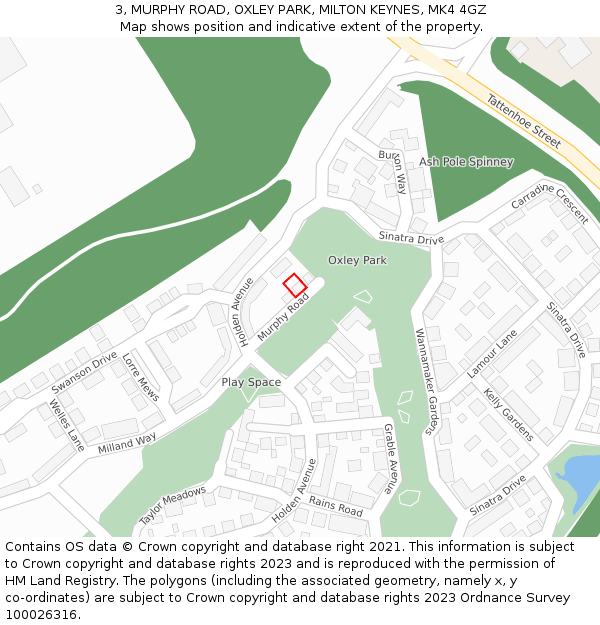 3, MURPHY ROAD, OXLEY PARK, MILTON KEYNES, MK4 4GZ: Location map and indicative extent of plot