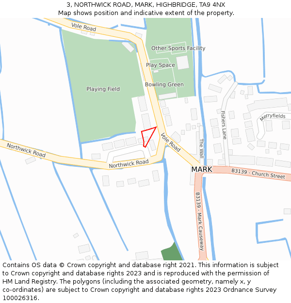 3, NORTHWICK ROAD, MARK, HIGHBRIDGE, TA9 4NX: Location map and indicative extent of plot