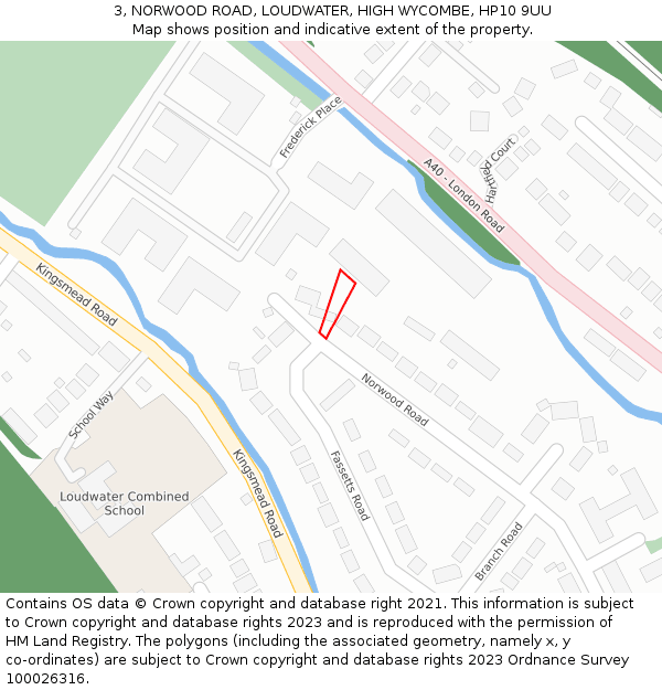 3, NORWOOD ROAD, LOUDWATER, HIGH WYCOMBE, HP10 9UU: Location map and indicative extent of plot