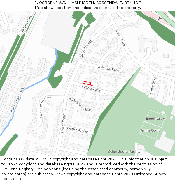 3, OSBORNE WAY, HASLINGDEN, ROSSENDALE, BB4 4DZ: Location map and indicative extent of plot