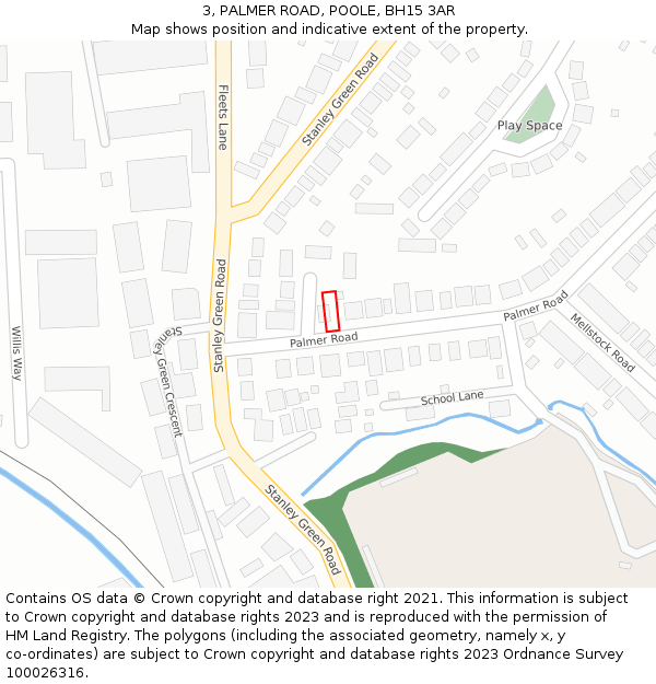 3, PALMER ROAD, POOLE, BH15 3AR: Location map and indicative extent of plot