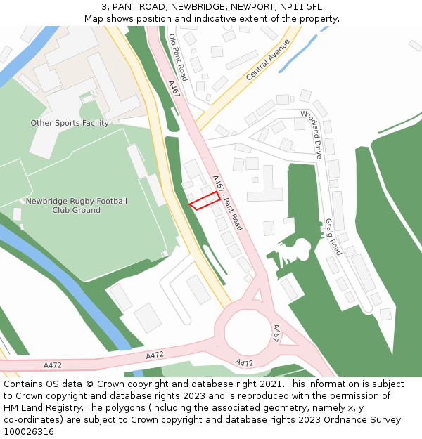 3, PANT ROAD, NEWBRIDGE, NEWPORT, NP11 5FL: Location map and indicative extent of plot