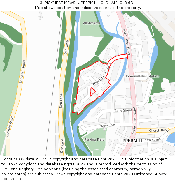 3, PICKMERE MEWS, UPPERMILL, OLDHAM, OL3 6DL: Location map and indicative extent of plot