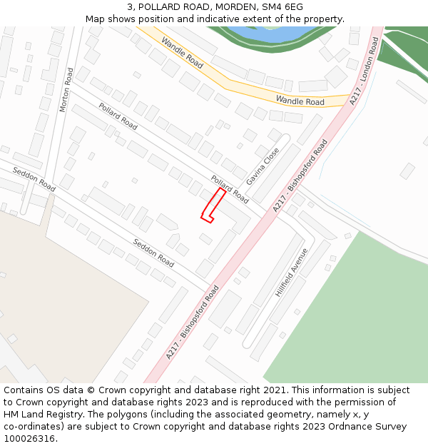 3, POLLARD ROAD, MORDEN, SM4 6EG: Location map and indicative extent of plot