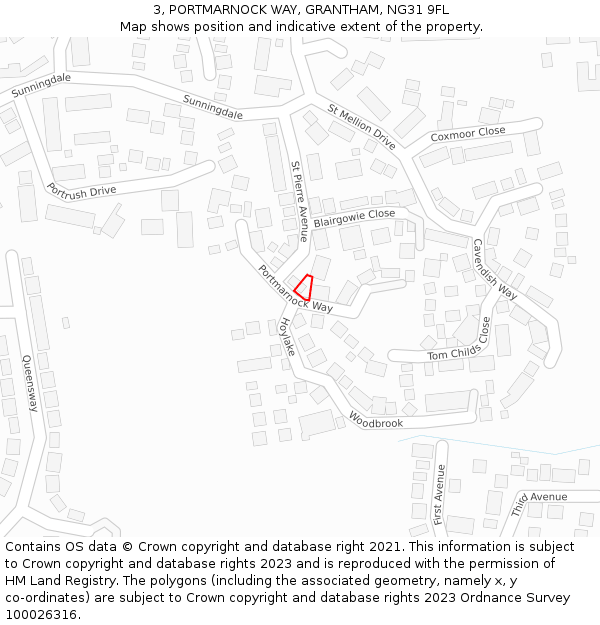 3, PORTMARNOCK WAY, GRANTHAM, NG31 9FL: Location map and indicative extent of plot