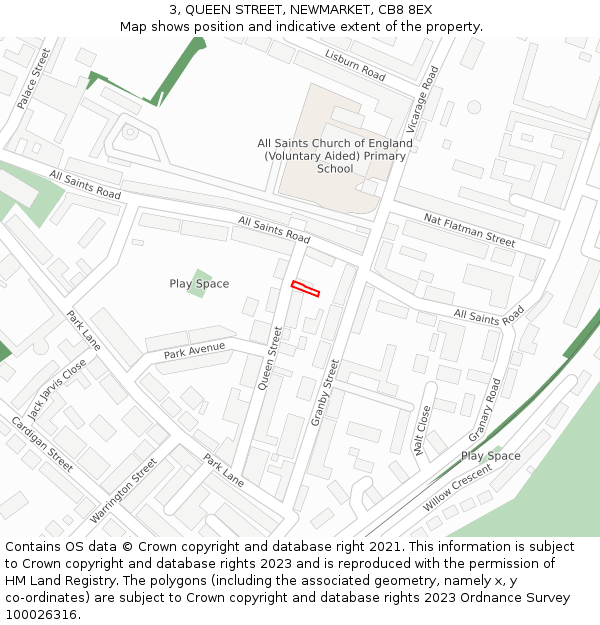 3, QUEEN STREET, NEWMARKET, CB8 8EX: Location map and indicative extent of plot