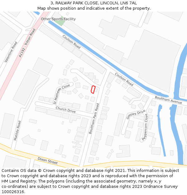 3, RAILWAY PARK CLOSE, LINCOLN, LN6 7AL: Location map and indicative extent of plot