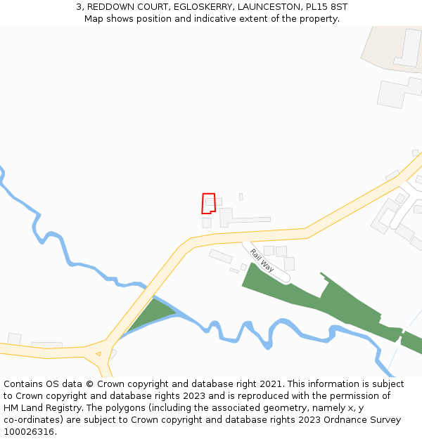 3, REDDOWN COURT, EGLOSKERRY, LAUNCESTON, PL15 8ST: Location map and indicative extent of plot