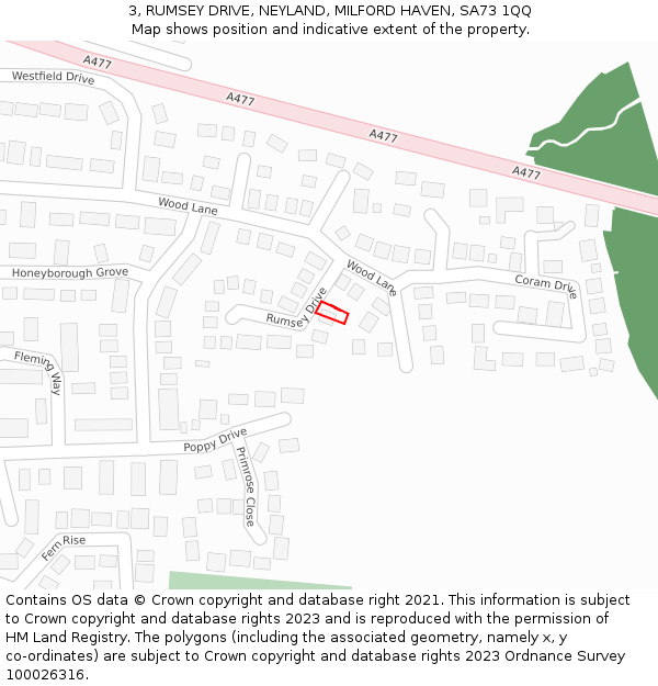 3, RUMSEY DRIVE, NEYLAND, MILFORD HAVEN, SA73 1QQ: Location map and indicative extent of plot