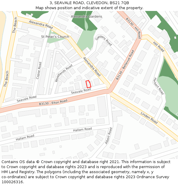 3, SEAVALE ROAD, CLEVEDON, BS21 7QB: Location map and indicative extent of plot