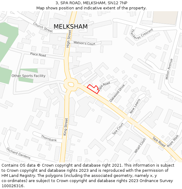 3, SPA ROAD, MELKSHAM, SN12 7NP: Location map and indicative extent of plot