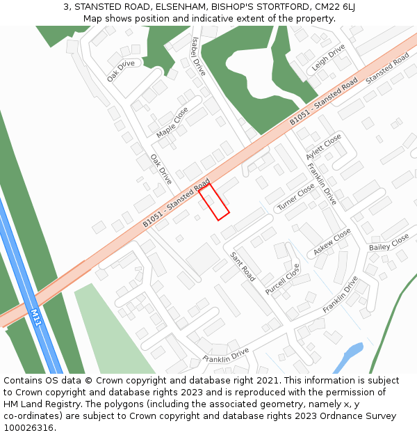 3, STANSTED ROAD, ELSENHAM, BISHOP'S STORTFORD, CM22 6LJ: Location map and indicative extent of plot