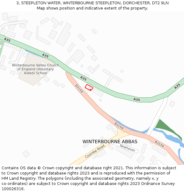 3, STEEPLETON WATER, WINTERBOURNE STEEPLETON, DORCHESTER, DT2 9LN: Location map and indicative extent of plot