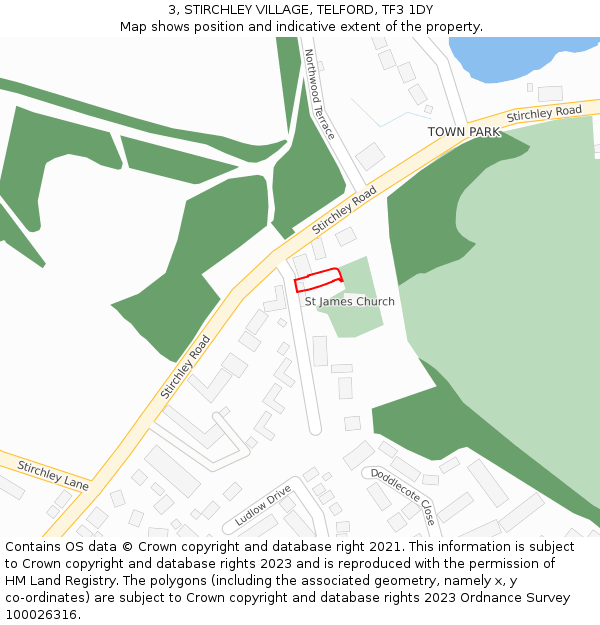 3, STIRCHLEY VILLAGE, TELFORD, TF3 1DY: Location map and indicative extent of plot