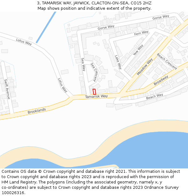 3, TAMARISK WAY, JAYWICK, CLACTON-ON-SEA, CO15 2HZ: Location map and indicative extent of plot