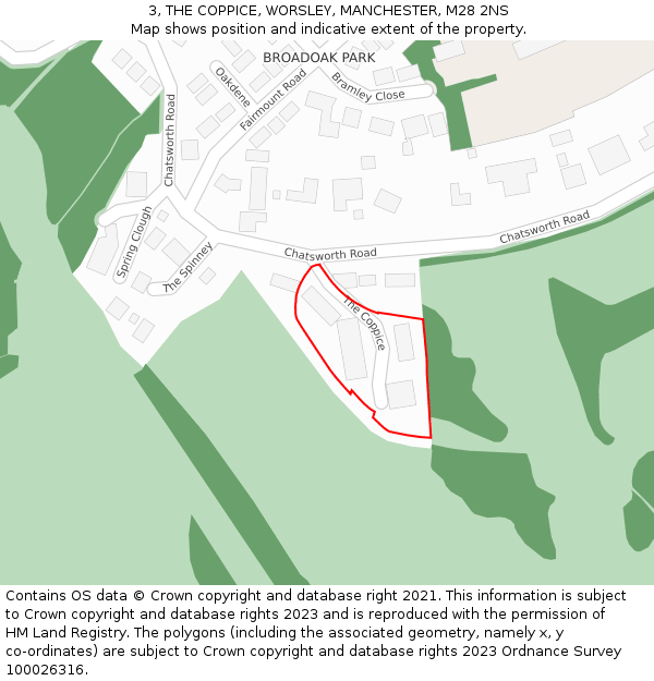 3, THE COPPICE, WORSLEY, MANCHESTER, M28 2NS: Location map and indicative extent of plot