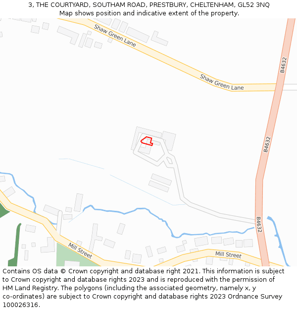 3, THE COURTYARD, SOUTHAM ROAD, PRESTBURY, CHELTENHAM, GL52 3NQ: Location map and indicative extent of plot