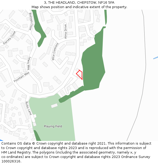 3, THE HEADLAND, CHEPSTOW, NP16 5FA: Location map and indicative extent of plot