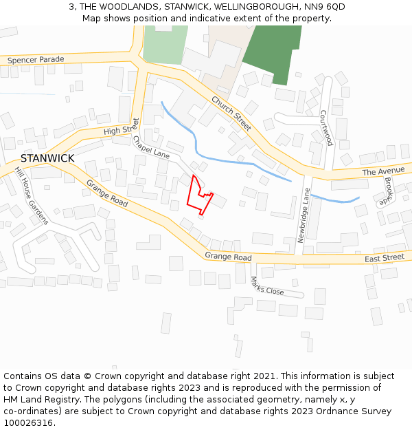 3, THE WOODLANDS, STANWICK, WELLINGBOROUGH, NN9 6QD: Location map and indicative extent of plot