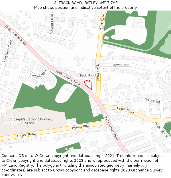 3, TRACK ROAD, BATLEY, WF17 7AE: Location map and indicative extent of plot