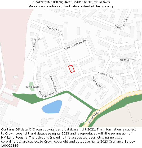 3, WESTMINSTER SQUARE, MAIDSTONE, ME16 0WQ: Location map and indicative extent of plot