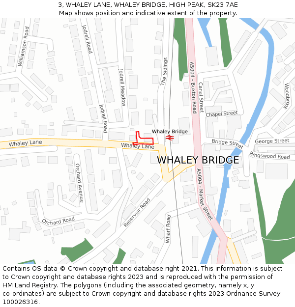 3, WHALEY LANE, WHALEY BRIDGE, HIGH PEAK, SK23 7AE: Location map and indicative extent of plot