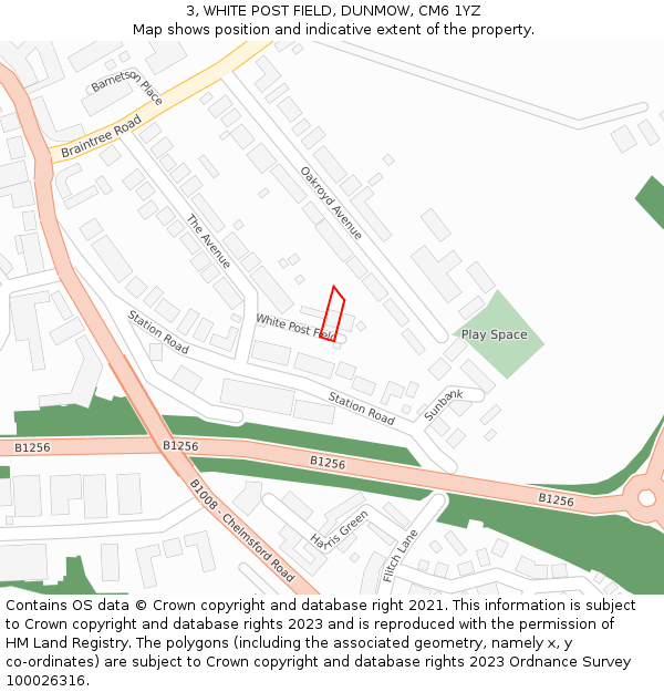 3, WHITE POST FIELD, DUNMOW, CM6 1YZ: Location map and indicative extent of plot