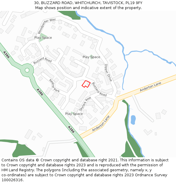 30, BUZZARD ROAD, WHITCHURCH, TAVISTOCK, PL19 9FY: Location map and indicative extent of plot