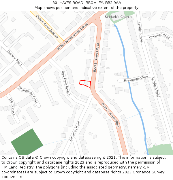 30, HAYES ROAD, BROMLEY, BR2 9AA: Location map and indicative extent of plot