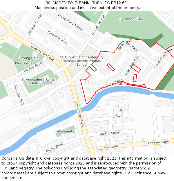 30, MADEN FOLD BANK, BURNLEY, BB12 6EL: Location map and indicative extent of plot