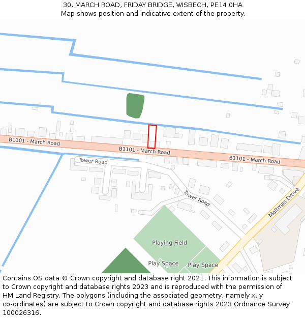 30, MARCH ROAD, FRIDAY BRIDGE, WISBECH, PE14 0HA: Location map and indicative extent of plot