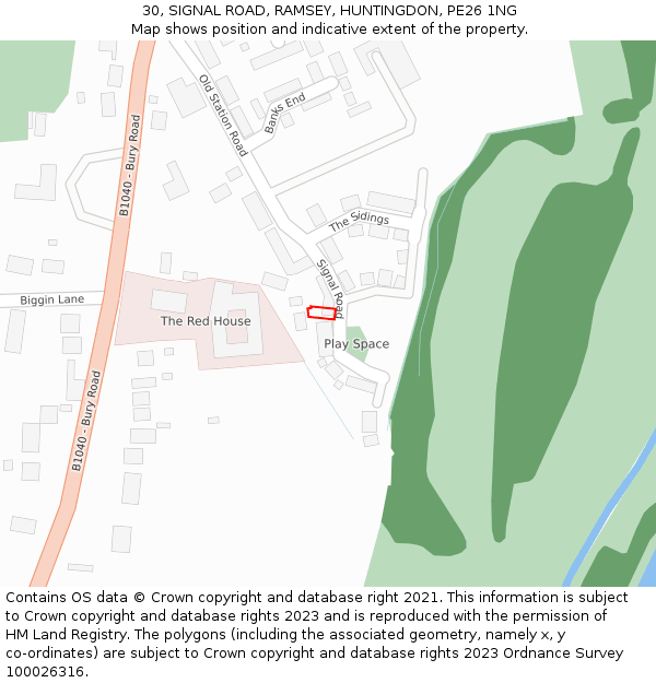 30, SIGNAL ROAD, RAMSEY, HUNTINGDON, PE26 1NG: Location map and indicative extent of plot