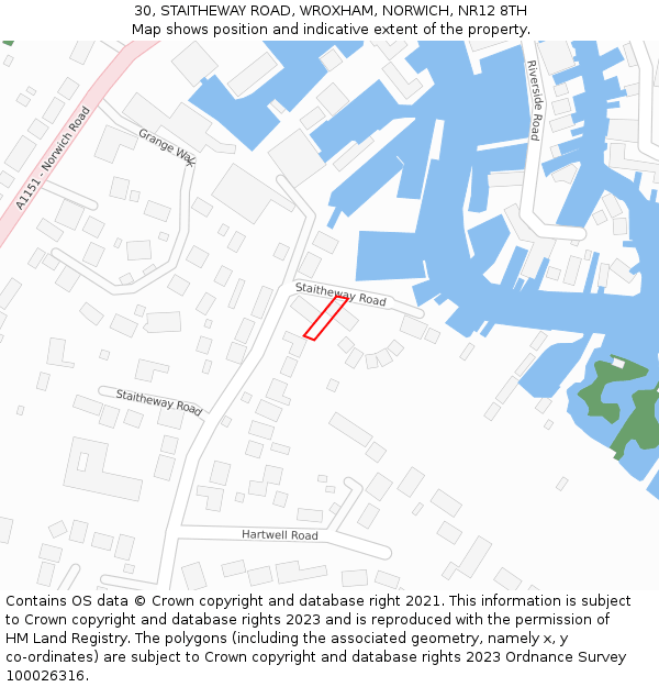 30, STAITHEWAY ROAD, WROXHAM, NORWICH, NR12 8TH: Location map and indicative extent of plot