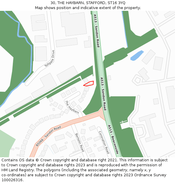 30, THE HAYBARN, STAFFORD, ST16 3YQ: Location map and indicative extent of plot